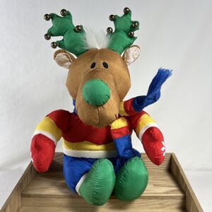 Vintage Christmas Plush - Parachute Nylon - Reindeer - With Bells and Mittens